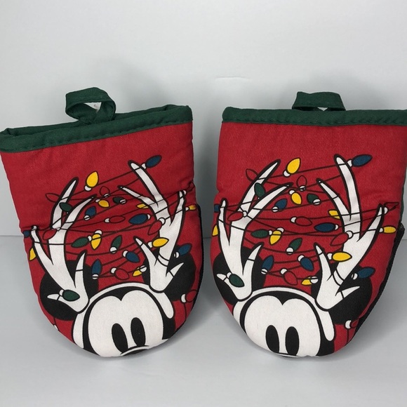 Disney 2 Pack Mickey Mouse Oversized Mini Mitts Christmas Lights MCM Retro Green - Picture 5 of 14